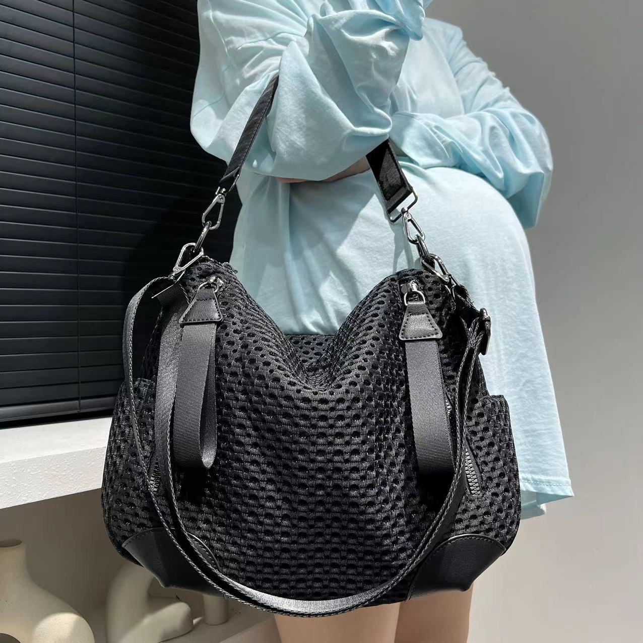 Women Bags For Airport - Bolso de hombro de nailon empalmado