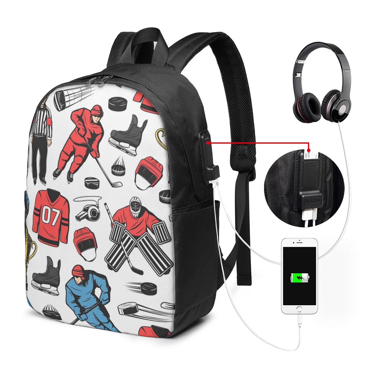 Womens Backpack - Mochila Ice Hockey Players On Rink,